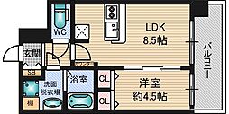 プレサンス新大阪ザ・シティ 1LDKの間取図画像