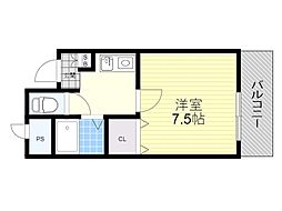 江坂ハイムタケダ8 1Kの間取図画像