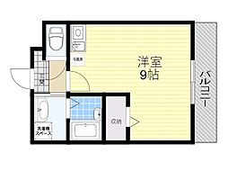 ビオトープ小曽根 ワンルームの間取図画像