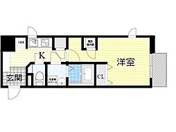 グレンパーク新大阪2 1Kの間取図画像