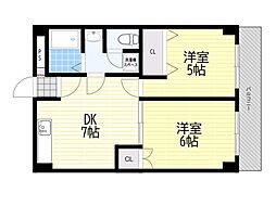 第七高光マンション 2DKの間取図画像