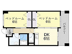 グランドールサンパティオ 2DKの間取図画像
