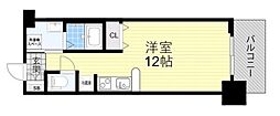ニッケノーブルハイツ江坂 ワンルームの間取図画像