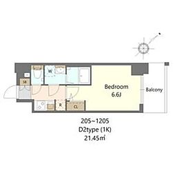 S-RESIDENCE上新庄beat 1Kの間取図画像