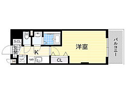 Luxe新大阪α 1Kの間取図画像