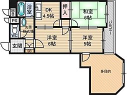 新大阪末広第1ハイツ 4DKの間取図画像