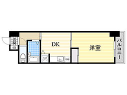 ノルデンハイム東三国B棟 1DKの間取図画像