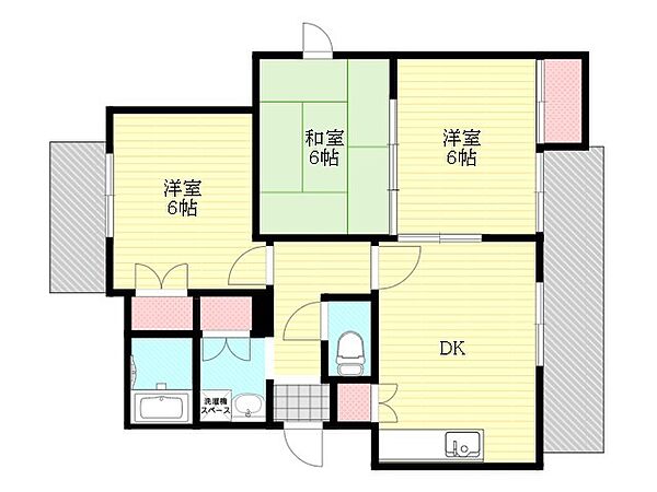 ファミール上田 ｜大阪府大阪市東淀川区豊里７丁目(賃貸マンション3DK・4階・58.00㎡)の写真 その2