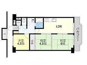 グリーンハイツ向陽3号棟  ｜ 兵庫県川西市向陽台１丁目（賃貸マンション3LDK・6階・51.65㎡） その1