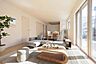 リビング/ダイニング：【　LDK　／　20帖　】大きな南採光窓により、明るく開放的なリビングを実現！※家具や小物はCGによるイメージです