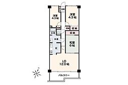 ハイラーク入間 3LDKの間取図画像