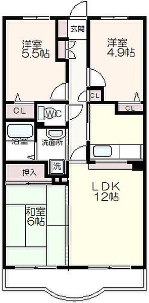 アーバンハイム成城PARTIII 204｜東京都調布市入間町１丁目(賃貸マンション3LDK・2階・65.49㎡)の写真 その2