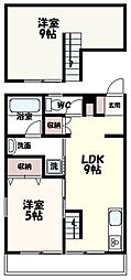 アップライン 2階2LDKの間取り