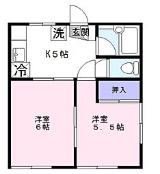 池田ハウス 2階2Kの間取り