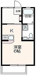 Nコート 201 2階1Kの間取り