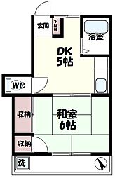 鈴木コーポ 1DKの間取図画像