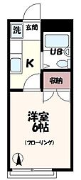 12・クレイドル 1Kの間取図画像