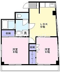 N3.ビル 2DKの間取図画像