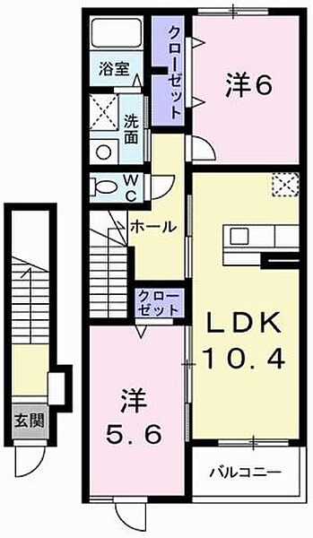ハーモニーＣ 202｜兵庫県相生市西谷町(賃貸アパート2LDK・2階・56.47㎡)の写真 その2