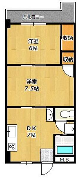オレンジＨＩＬＬ・Ｔ 404｜兵庫県神戸市垂水区南多聞台8丁目(賃貸マンション2DK・4階・40.00㎡)の写真 その2