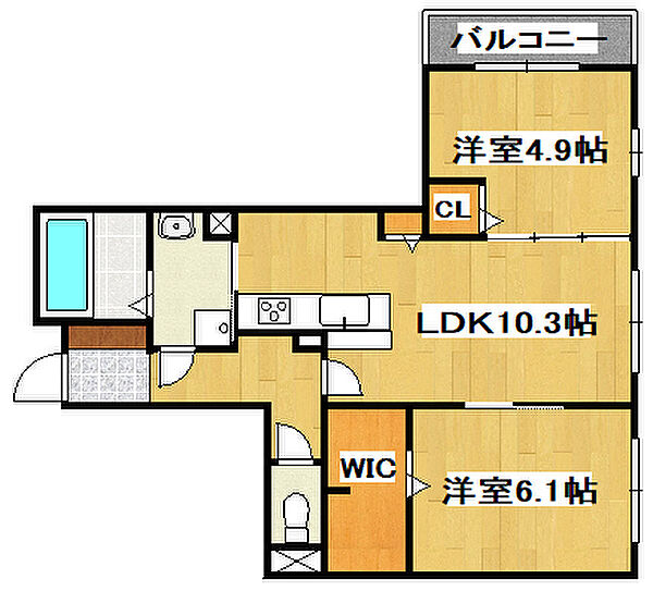 D-grace Wisteria AKASHI 303｜兵庫県明石市鷹匠町(賃貸アパート2LDK・3階・55.53㎡)の写真 その2