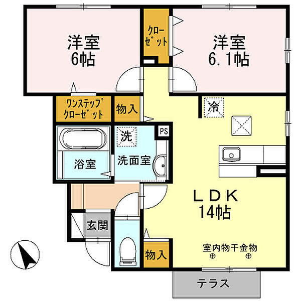 マイレコート1 102｜兵庫県姫路市東山(賃貸アパート2LDK・1階・60.34㎡)の写真 その2