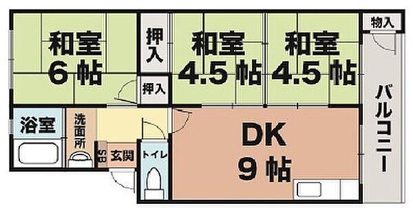 垂水農住3号棟 305｜兵庫県神戸市垂水区福田2丁目(賃貸マンション3DK・3階・55.00㎡)の写真 その2