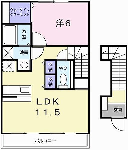 ブリーズ・アレイ 201｜兵庫県姫路市飾磨区今在家6丁目(賃貸アパート1LDK・2階・46.28㎡)の写真 その2