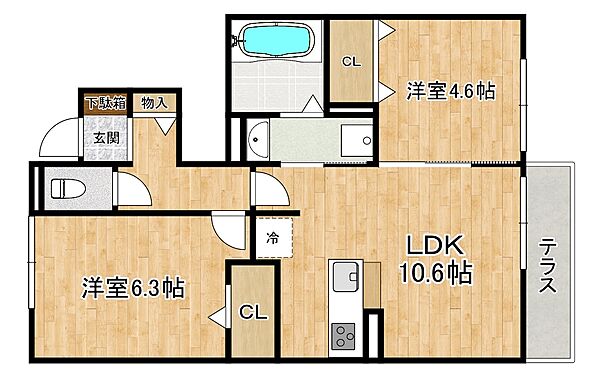 グランデ　アルベロ 101｜兵庫県神戸市東灘区西岡本4丁目(賃貸アパート2LDK・1階・51.07㎡)の写真 その2