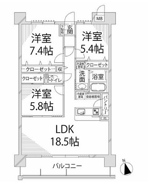 キャッスルコート田寺東 704｜兵庫県姫路市田寺東2丁目(賃貸マンション3LDK・7階・82.50㎡)の写真 その2