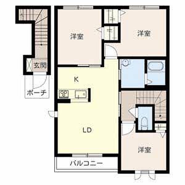 シャーメゾンひまわり B203｜兵庫県高砂市米田町米田(賃貸アパート3LDK・2階・72.02㎡)の写真 その2