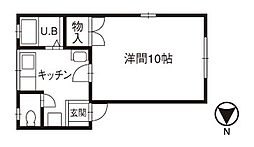 マーセル・モンブランA棟 1Kの間取図画像