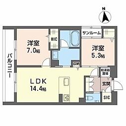 ポルターナI 2LDKの間取図画像