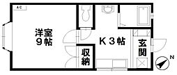 マーセルサワムラ2 1Kの間取図画像
