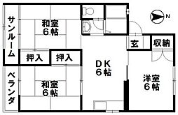 セジュール童夢 3DKの間取図画像