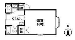 ラフォーレキャピタルB棟 1Kの間取図画像