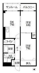 フローラル・ガーデン 2DKの間取図画像