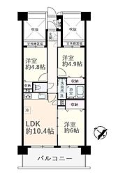 ライオンズヒルズ東浦和 3LDKの間取図画像