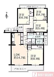 エステート浦和2号棟 4LDKの間取図画像