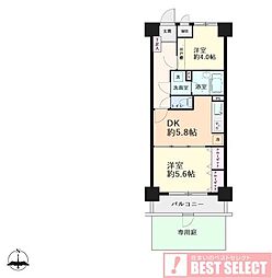 ライオンズマンション浦和第7 2DKの間取図画像