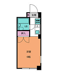 石井ハイツ 2階ワンルームの間取り