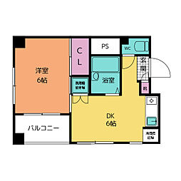 コモリヤビル 4階1DKの間取り