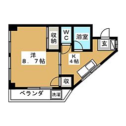 青木マンション 1Kの間取図画像