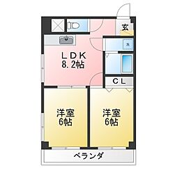 サントル・ヴィラージュ3 2LDKの間取図画像