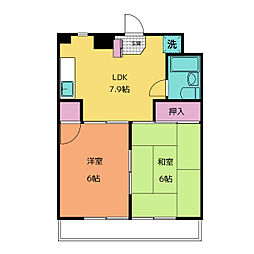 コーポはば 2LDKの間取図画像