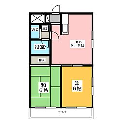 サントル・ヴィラージュ3 2DKの間取図画像