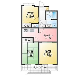 エンゼルハイム鹿浜第8 3DKの間取図画像