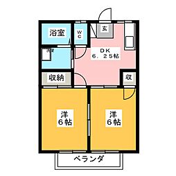 サンヴィレッジ多摩湖 1階2DKの間取り