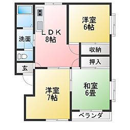サンハイツ 3LDKの間取図画像