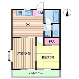 クレセントマンション久米川 2DKの間取図画像